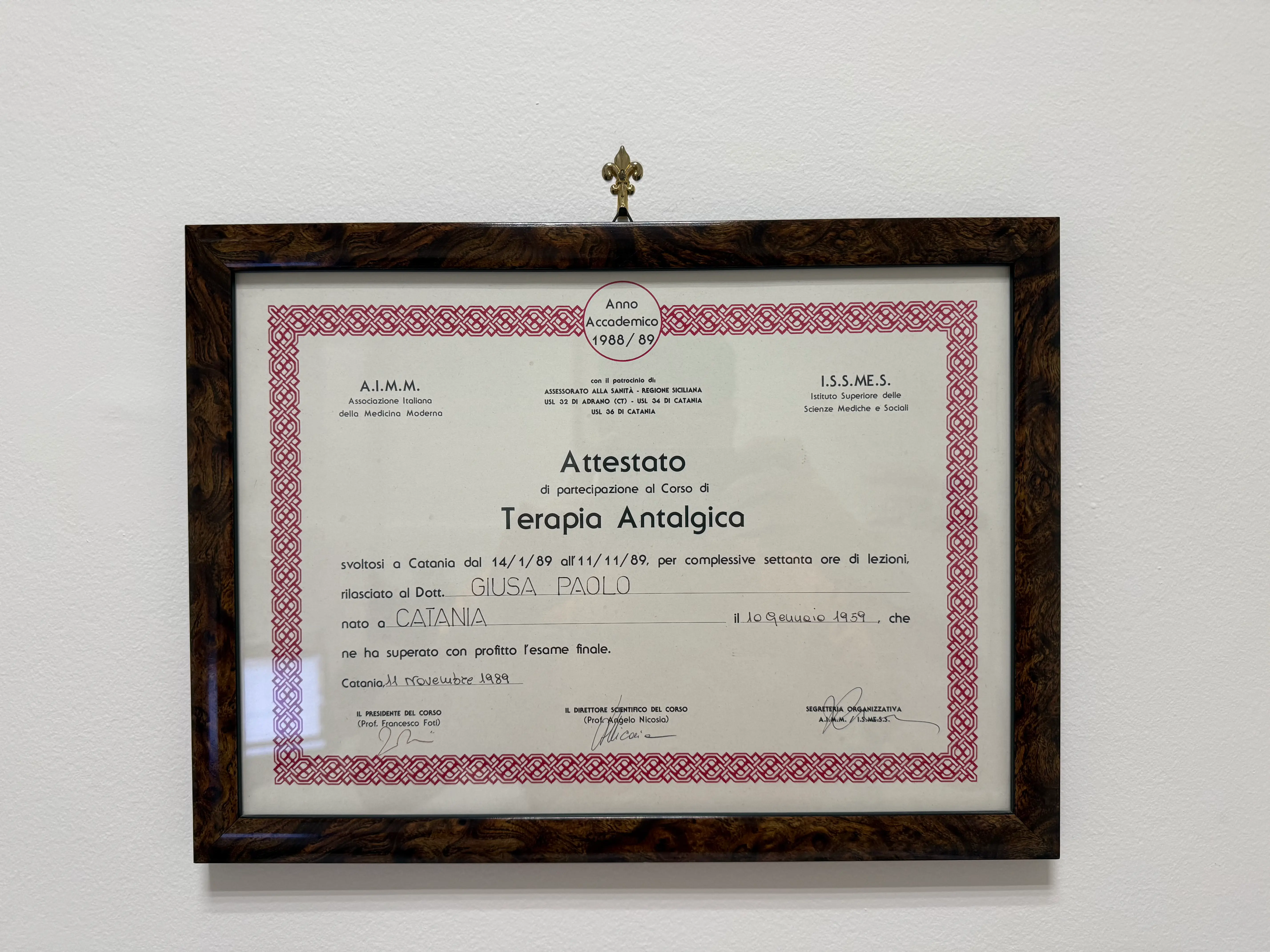 Attestato Terapia Antalgica